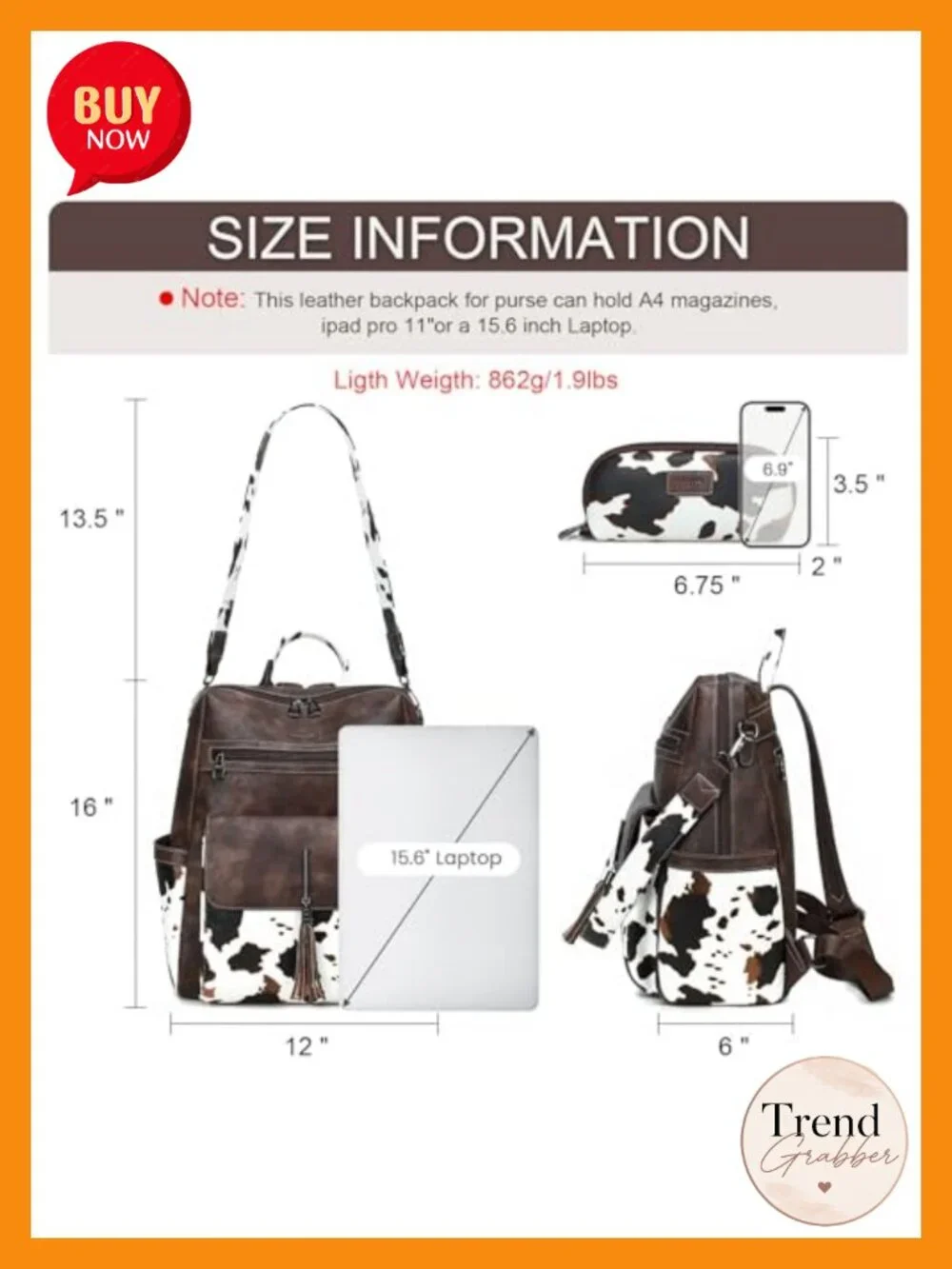 PU Leather Tassel Backpack Purse for Women Large Laptop Casual Daypack